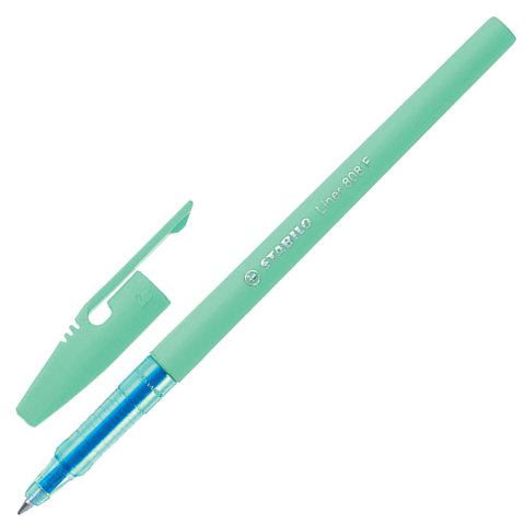 Ручка шариковая STABILO Liner Pastel, СИНЯЯ, корпус мятный, узел 0,7 мм, линия письма 0,3 мм, 808FP1041-2