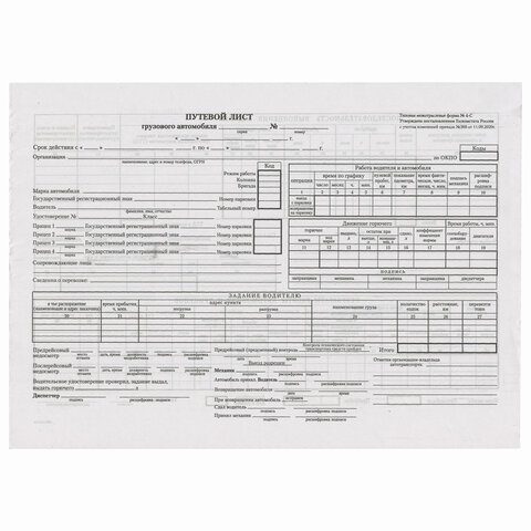 Бланк бухгалтерский, офсет, "Путевой лист грузового автомобиля без талона", А4 (198х275 мм), СПАЙКА 100 шт., BRAUBERG, 130132