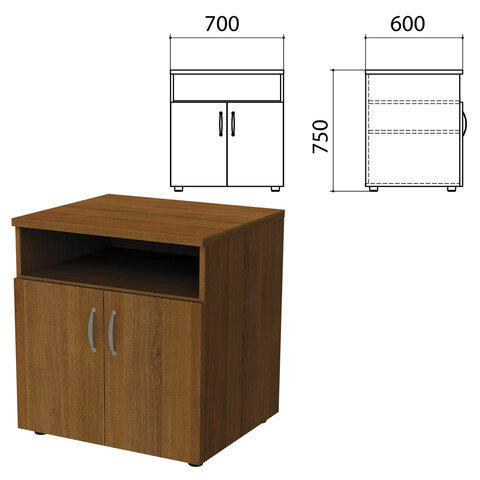 Тумба для оргтехники "Этюд", 700х600х750 мм, 2 двери, полка, орех, 400020-190