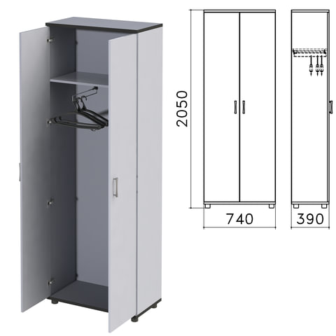 Шкаф для одежды "Монолит", 740х390х2050 мм, цвет серый, ШМ49.11