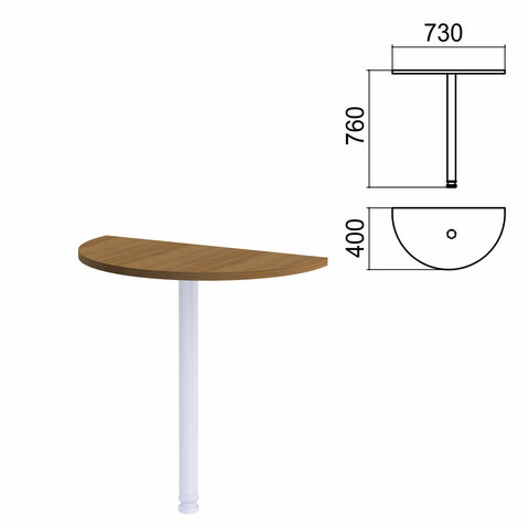Стол приставной полукруг "Арго", 730х400 мм, БЕЗ ОПОРЫ, орех