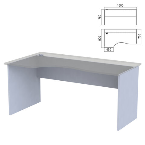 Стол эргономичный ЧАСТЬ 2 "Арго", 1600х900х760 мм, левый/правый, серый