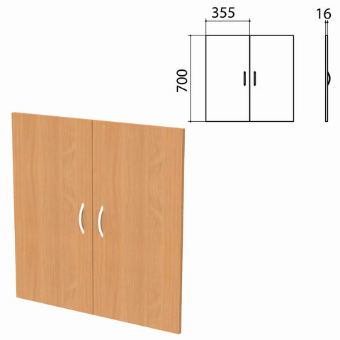 Дверь ЛДСП низкая "Бюджет", КОМПЛЕКТ 2 шт., 355х16х700 мм, груша ароза 336, 402879, 402879-336