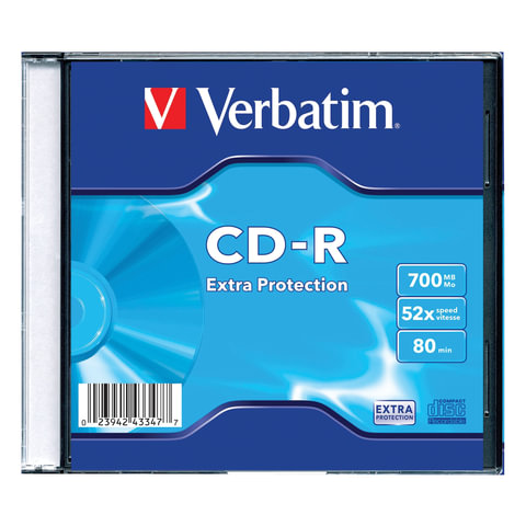 Диск CD-R VERBATIM DL, 700 Mb, 52х, Slim Case