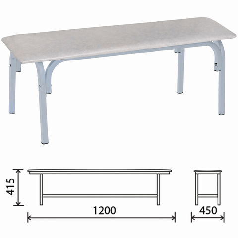 Банкетка без спинки "Астрид", 1200х450х415 мм, светло-серый каркас, кожзам белый