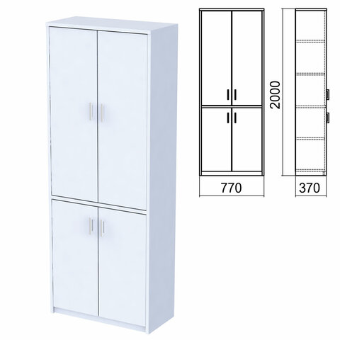 Шкаф закрытый "Арго", 770х370х2000 мм, серый (КОМПЛЕКТ)