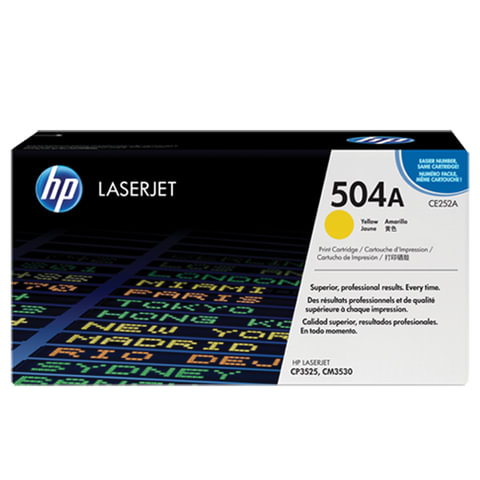 Картридж лазерный HP (CE252A) ColorLaserJet CP3525/CM3530, №504A, желтый, оригинальный, ресурс 7000 страниц