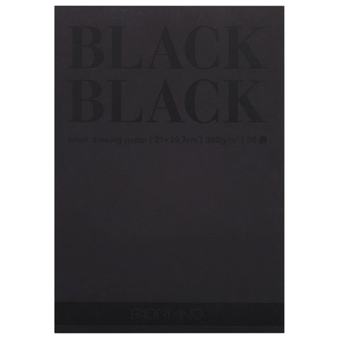 Альбом для зарисовок А4 (210x297 мм) FABRIANO "BlackBlack", черная бумага, 20 листов, 300 г/м2, 19100390