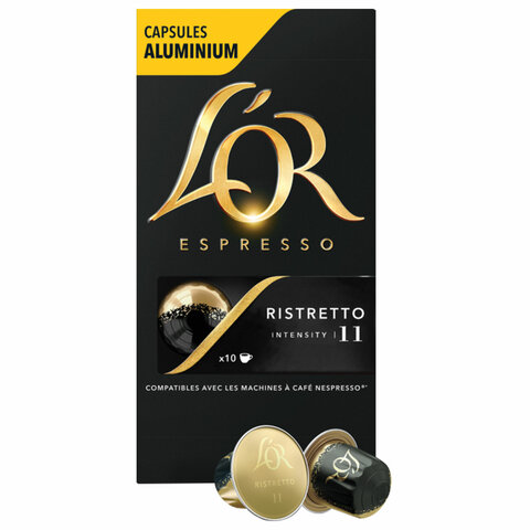 Кофе в алюминиевых капсулах L'OR "Espresso Ristretto" для кофемашин Nespresso, 10 порций, 4028609