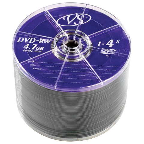 Диски DVD-RW VS 4,7 Gb 4x, КОМПЛЕКТ 50 шт., Bulk, VSDVDRWB5001