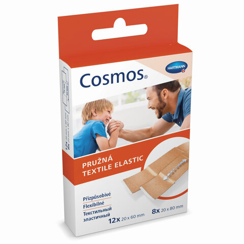 Набор пластырей 20 шт. COSMOS TEXTIL ELASTIC, эластичный, 2 размера, европодвес, 535223