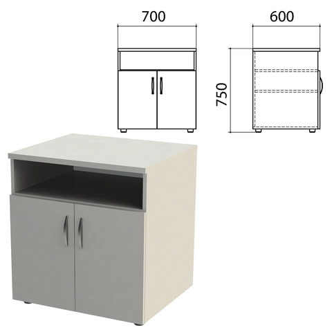 Тумба для оргтехники "Этюд", 700х600х750 мм, 2 двери, полка, серый, 400020-03