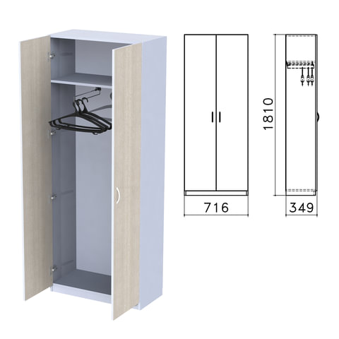 Шкаф для одежды "Бюджет", 716х349х1810 мм, дуб шамони светлый (КОМПЛЕКТ)
